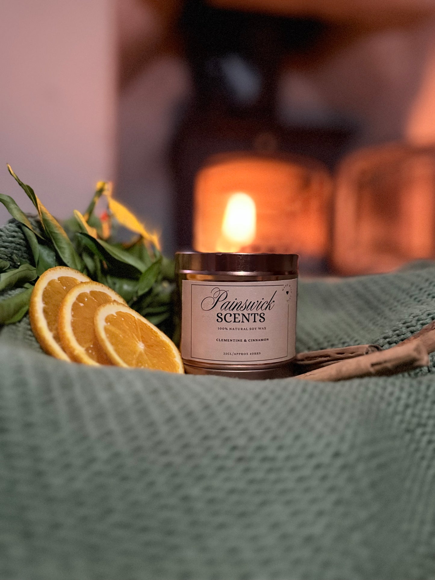Clementine and Cinnamon Scented Tin Candle