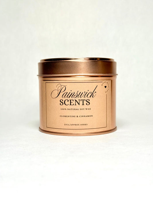 Clementine and Cinnamon Scented Tin Candle